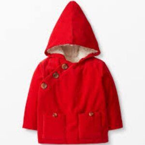 Hanna Anderson‎ Baby Red Sherpa Lined Corduroy Jacket Organic Cotton Size 6-12 M